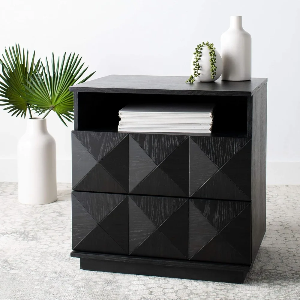 Couture Home Patty Modern Black 2-drawer Nightstand