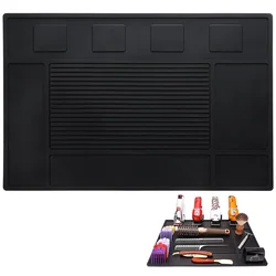 Barber Tool Organizer Mat Silicone Barber Tool Pad Magnetic Barbershop Work Station Pad Barbershop Counter Mat for Barber Tools