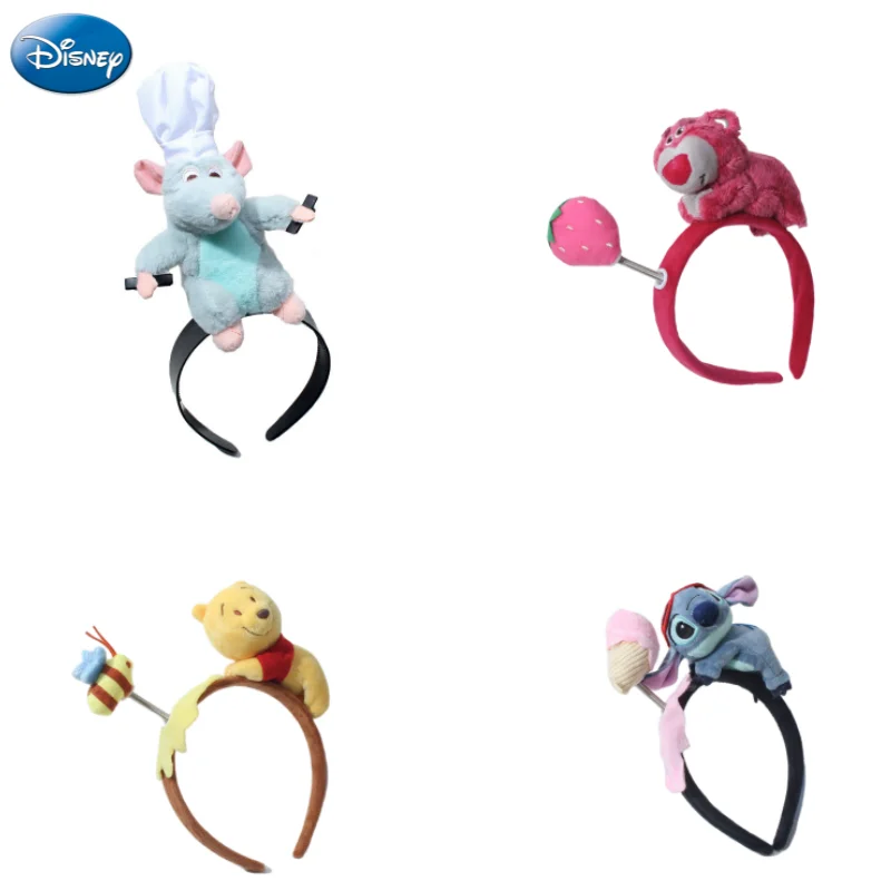 New Disney Ratatouille Winnie the Pooh Lotso anime peripheral cartoon cute plush doll headband creative funny headwear girl gift