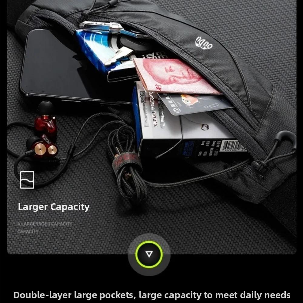 

Ультратонкая спортивная поясная сумка с двойным карманом на молнии, водонепроницаемая поясная сумка для мобильного телефона, дышащая дорожная поясная сумка для бега на открытом воздухе