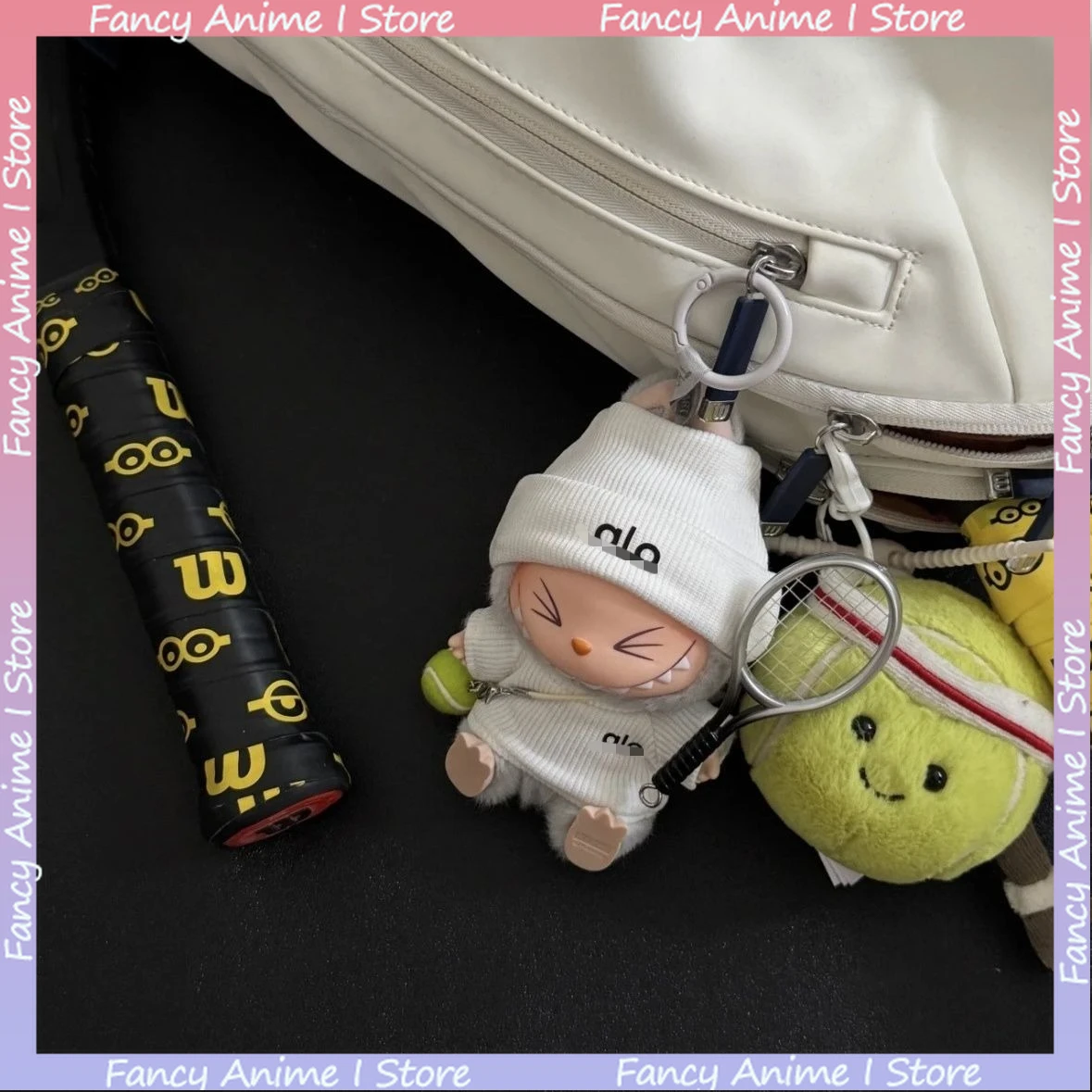 ل V1 V2 V3 Labubu دمية صغيرة تنس الرياضة الحركة نمط الملابس مع كرة صغيرة ومضرب الزي مجموعة الإكسسوارات الهدايا