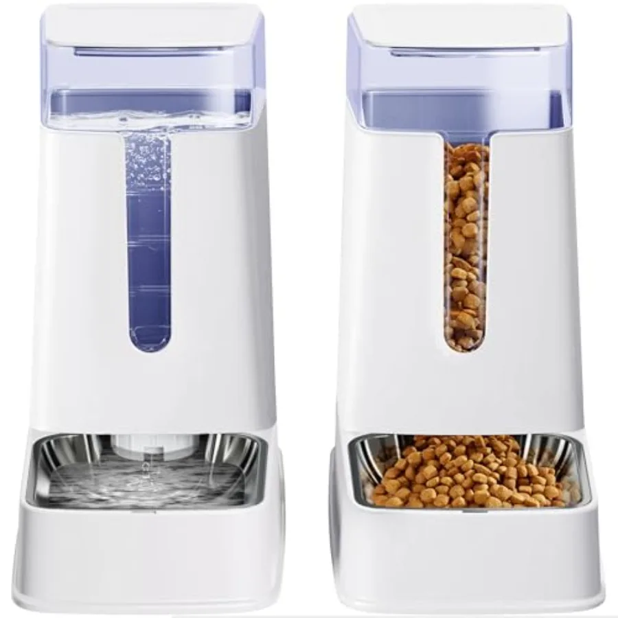 

Набор: диспенсер для корма и воды для кошек с мисками из нержавеющей стали, гравитационная кормушка для собак для мелких, средних и крупных кошек и собак