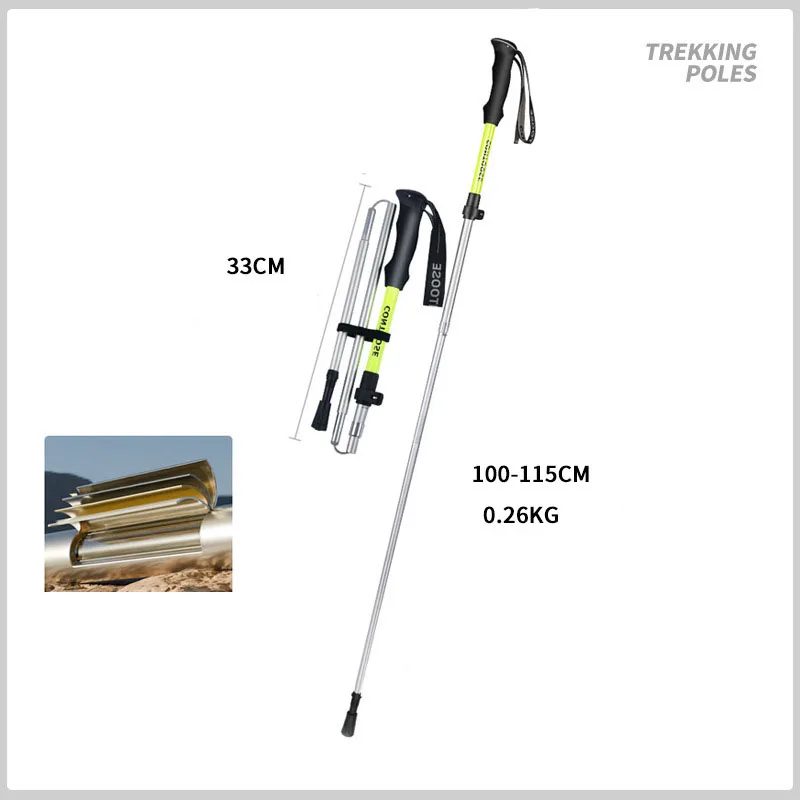 

Aircraft Aluminum Trekking Poles - 4-Section Anti-Slip Hiking Sticks With EVA Grip 270g Lightweight Folding‌
