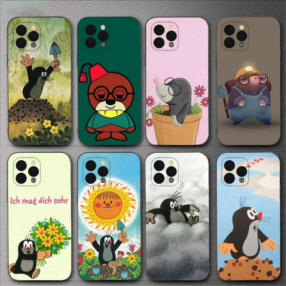 

Cartoon Little-S Mole Phone Case For iPhone 16,15,14,13,12,11,XS,XR,X,8,7,Pro,Max,Plus,mini Silicone Black Cover