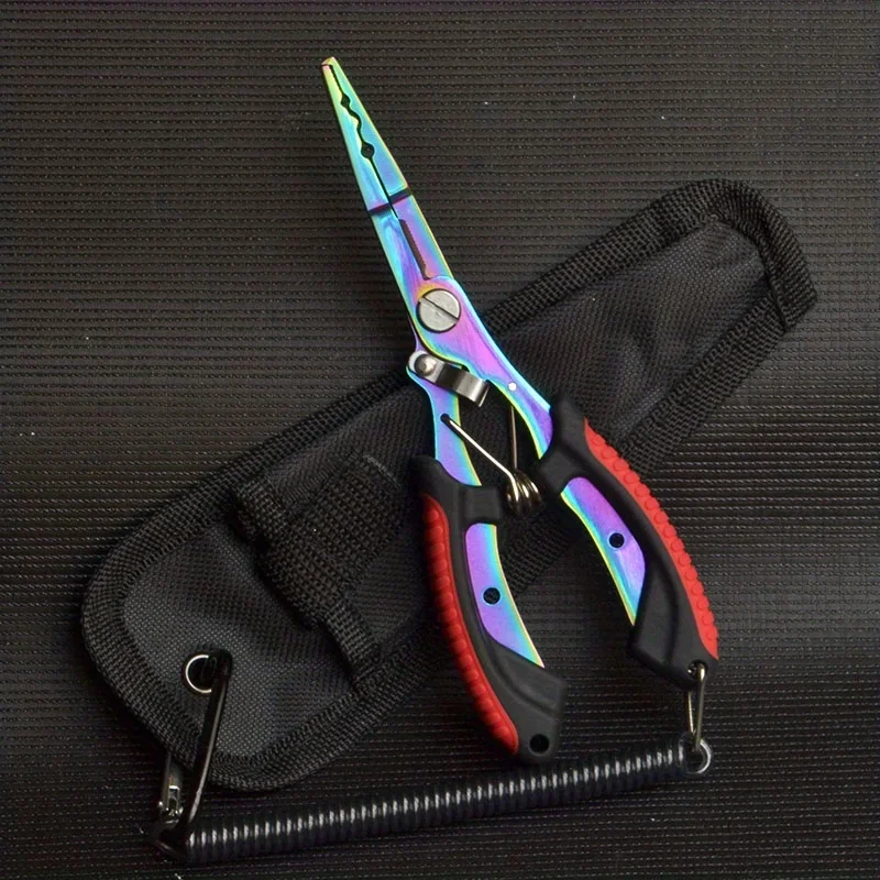 Portable Fishing Path Pliers Coated with Colored Titanium Multifunctional Fishing Pliers Gripper Stainless Steel Hook Cutter