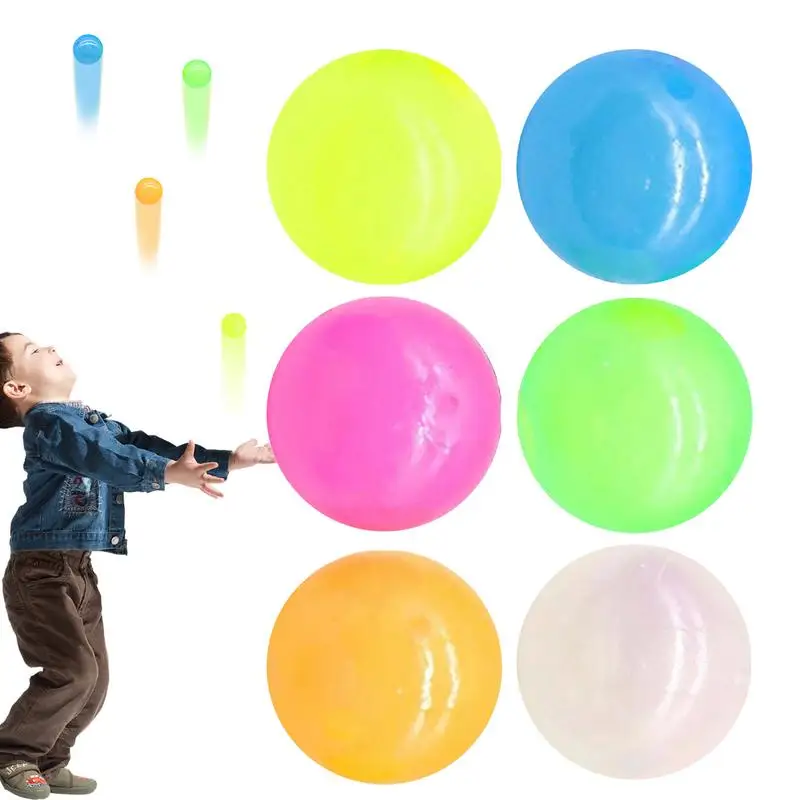 6pcs Party Luminous Wall Target Ball Sucker Sticky Relieve stress Toys Squeeze Ball For Kid Teen Adult Colorful Toy Glow Balls