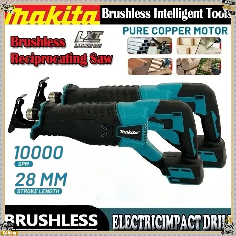 

Аккумуляторная бесщеточная сабельная пила Makita 18В, многофункциональная ручная мини-электропила для улицы