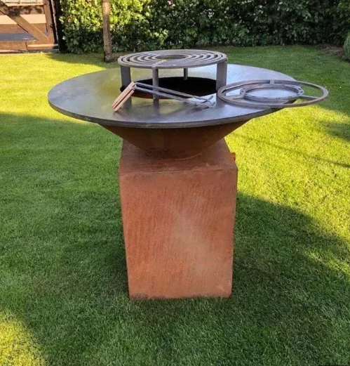 شواية حديقة بون فاير كورتن ستيل لحرق الخشب، شواية كبيرة مع سطح الطاولة