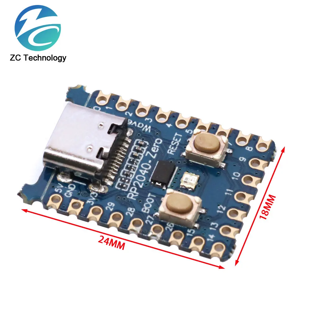 RP2040-Zero RP2040 для модуля Papan Pengembangan PICO Mikrokontroler Raspberry Pi двухъядерный Cortex M0 + Flash 2 Мб Процессор