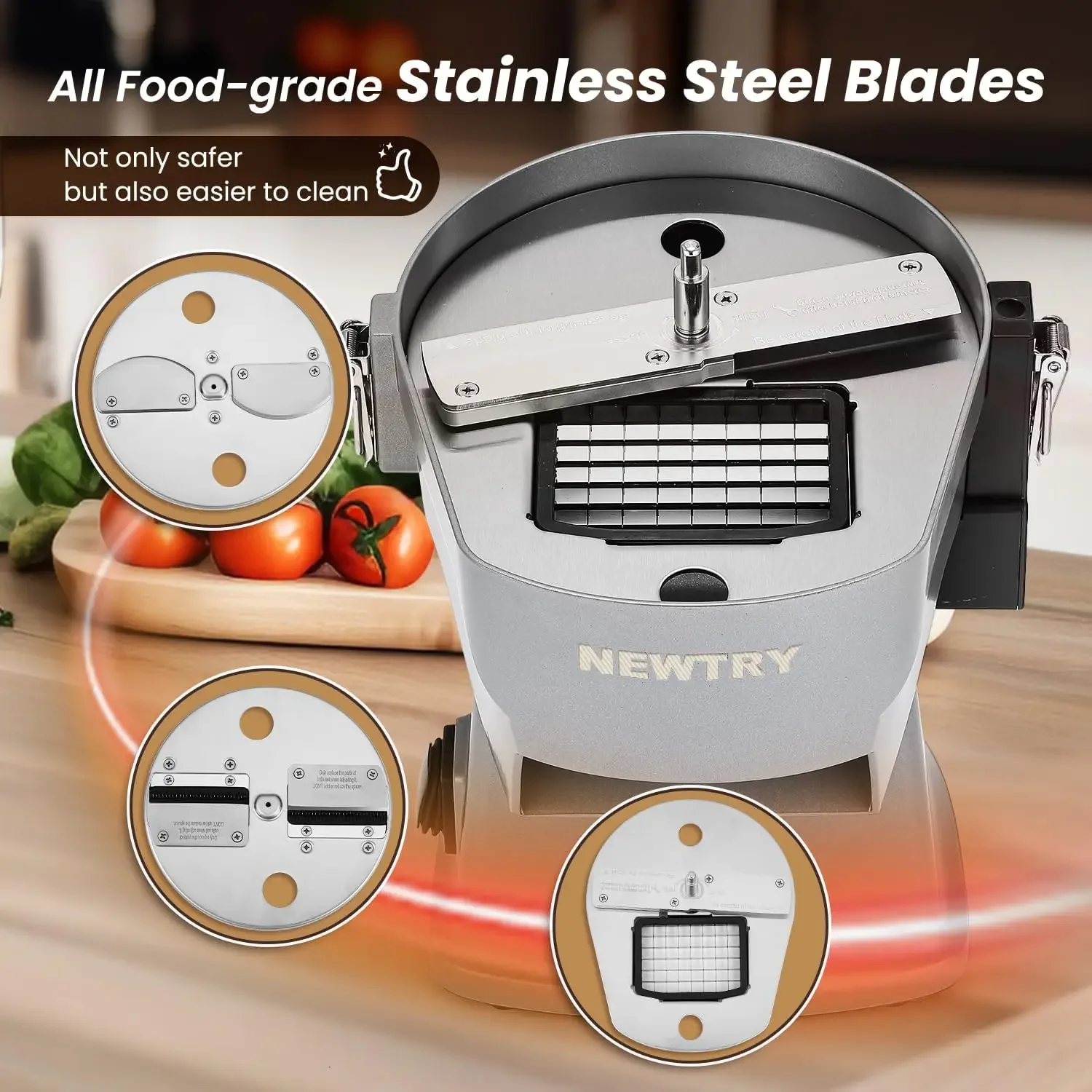 Vegetable Slicer Dicer Shredder & Strip Cutter, Commercial Multifunctional Chopper for Veggies & Fruits, Automatic Food Processo