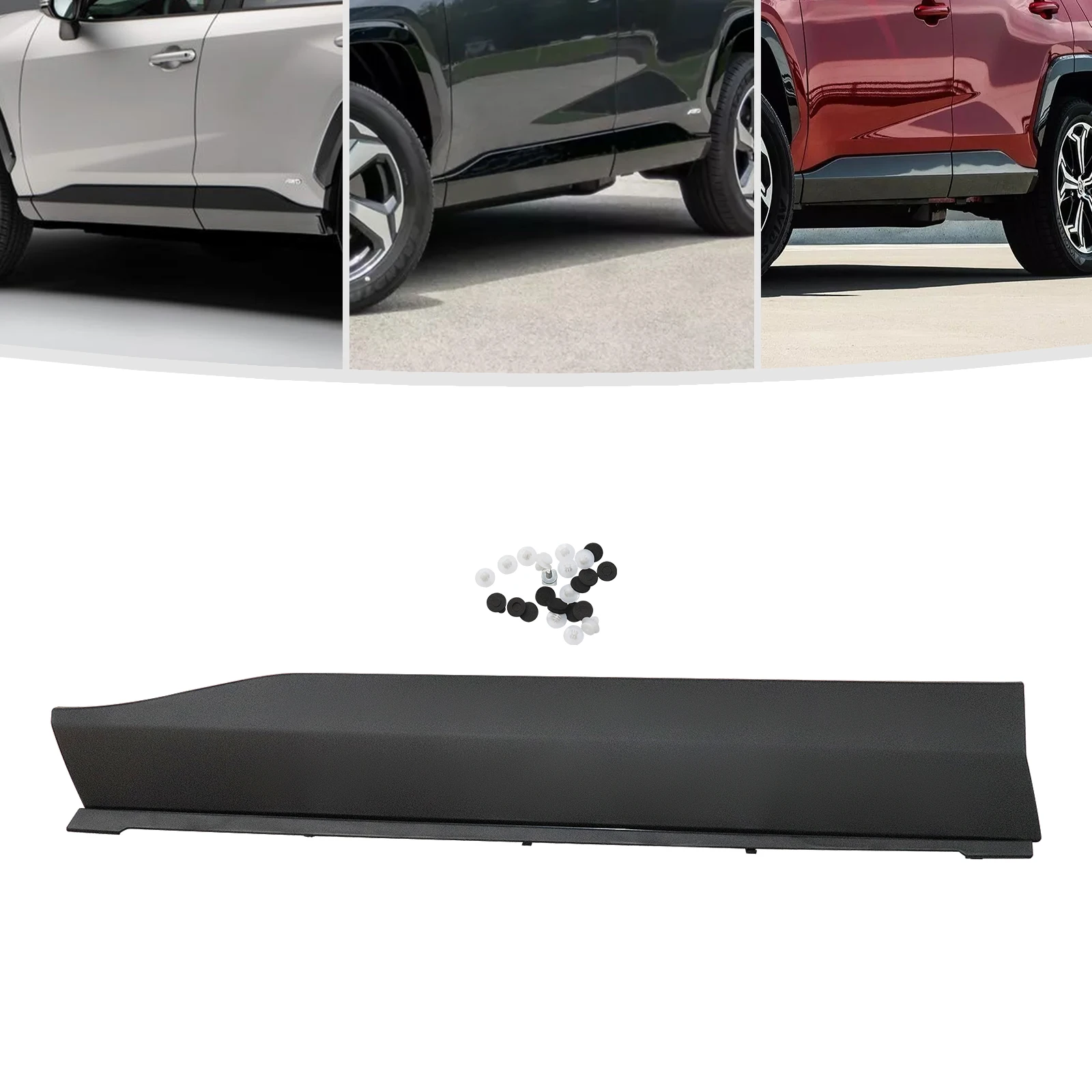 LH Front Door Lower Molding Trim Durable Water-Proof Assembly Direct Replacement Fit Too-Yoo-ta Rav4 2019 2020 2021 2022 Black