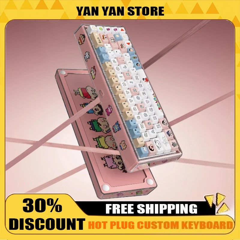 

Ainbell Base68 Custom Keyboard DIY Hot Plug Tri Mode Keyboard Suit CNC High-precision Machining Beginner Keyboard Assembly Gifts