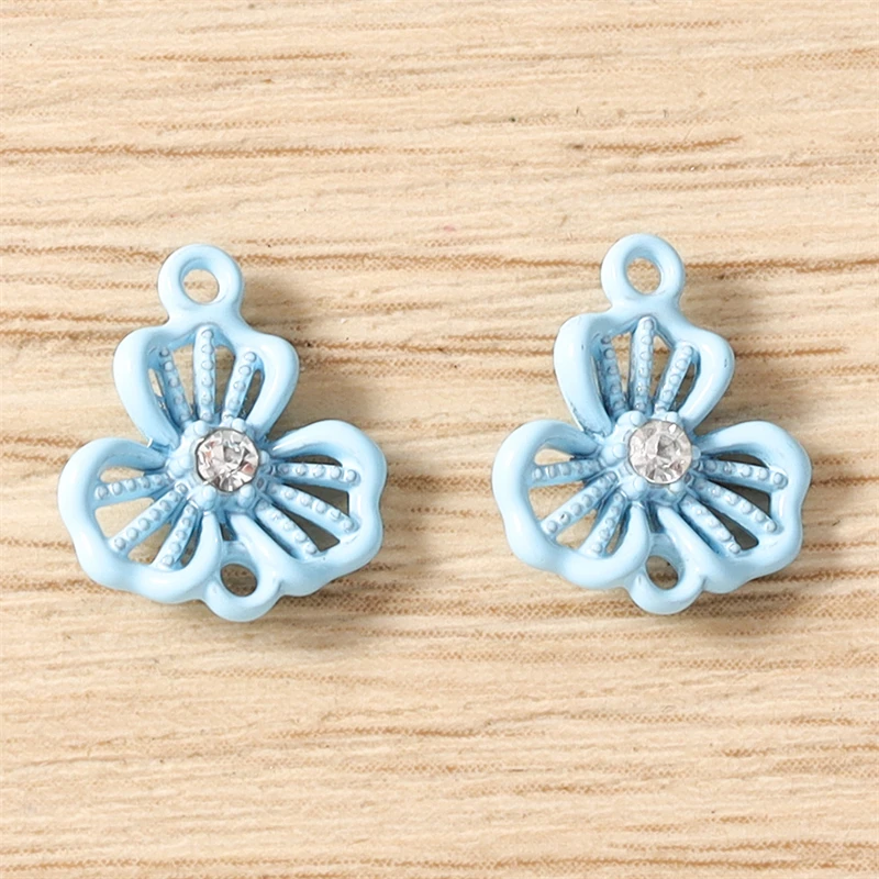 5 Stück Niedliche Bunte Kristall-Metall-Blumenanhänger Passend für Halsketten, Ohrringe, Armbänder, DIY-Bastelzubehör für Schmuckherstellung – Detail 13
