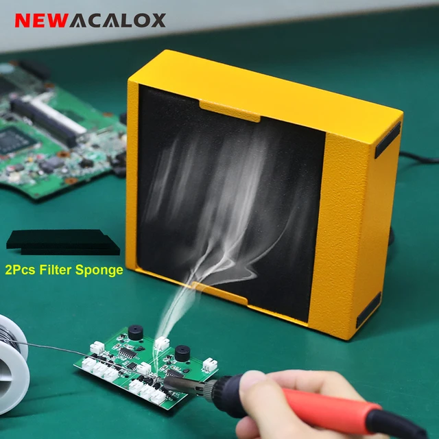 NEWACALOX 30W Wentylator lutowniczy Pochłaniacz dymu Wentylator roboczy DIY z 2PC Gąbka filtracyjna UE/USA 12V Odsavał spawalniczy do lutowania