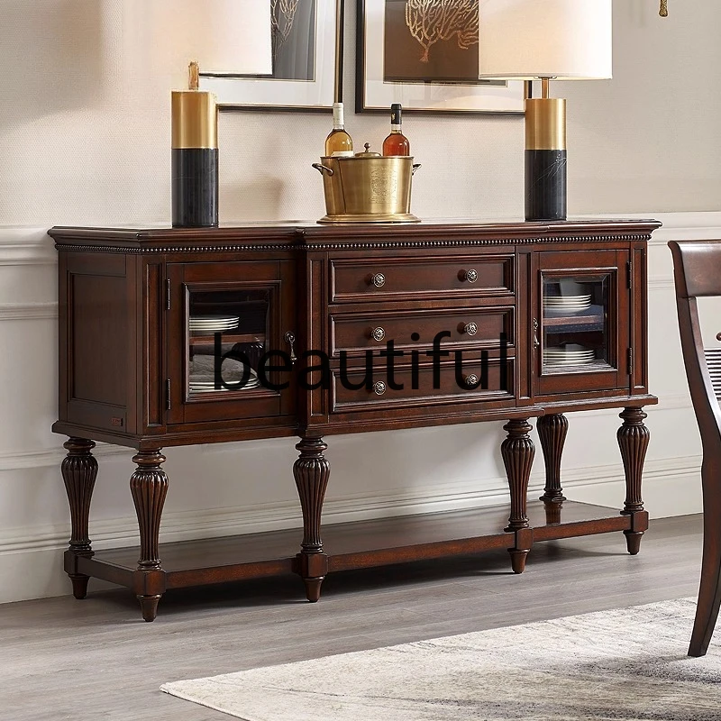 

North American Furniture American Country Classical All Solid Wood Decorative Side Cabinet Partition Cabinet Dining Side Cabinet
