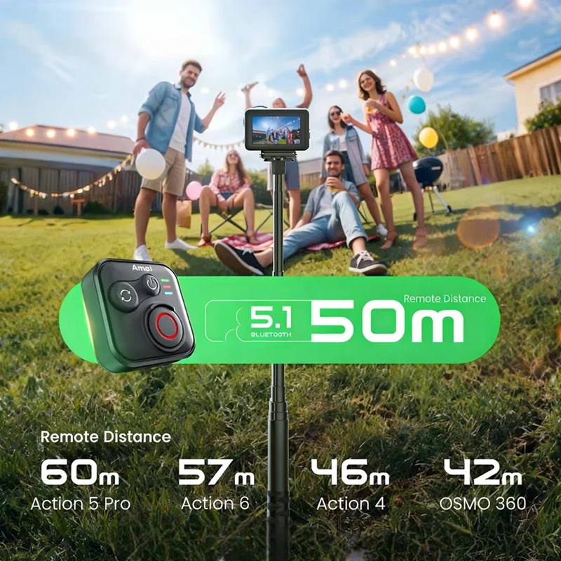 Super Sale AMAGISN Sports Cameras Bluetooth Remote Control for DJI Osmo 360 Action6/5Pro/4 Accessories