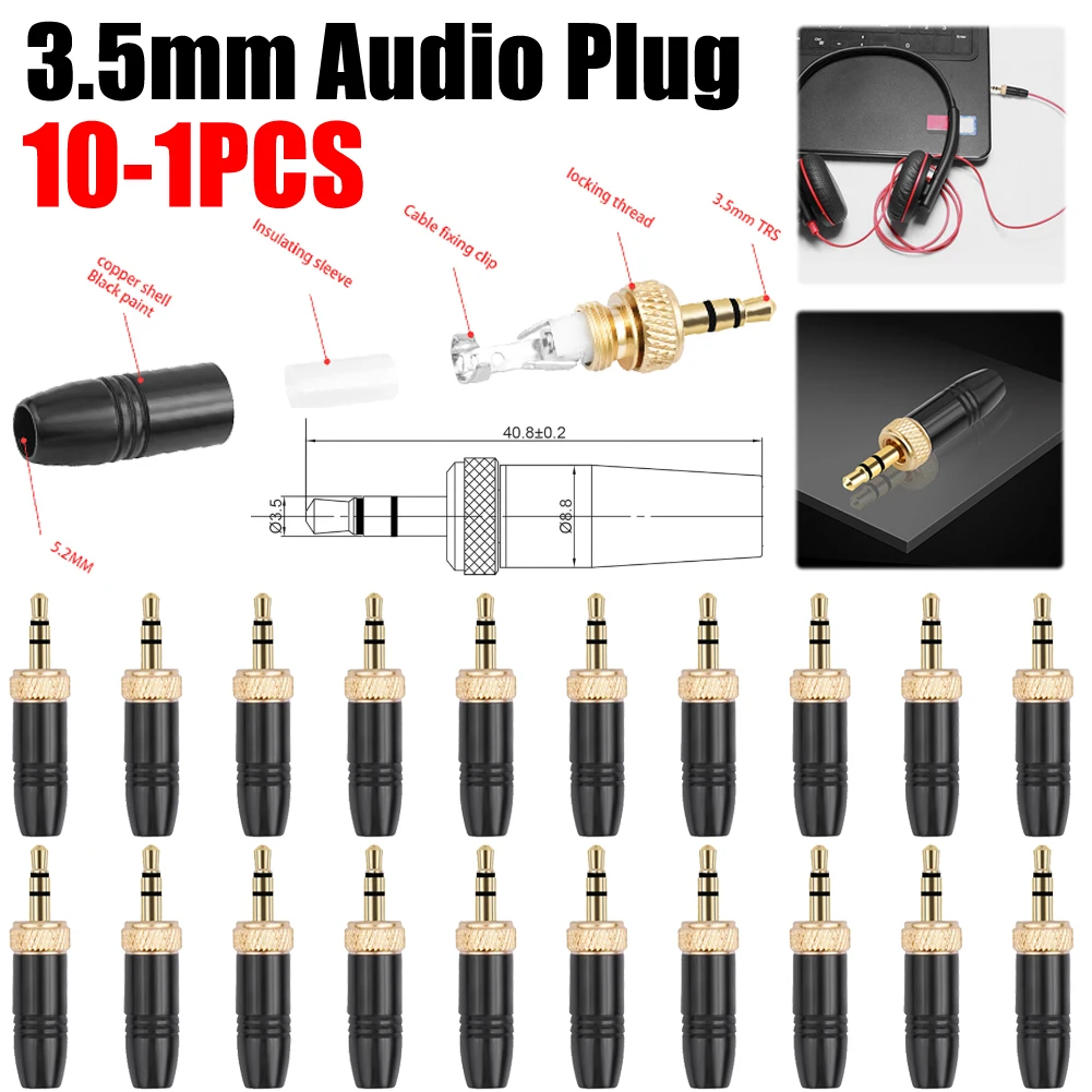 3.5mm Audio Plug with M6 for Sony UWP-D21 UWP-D22  Internal Thread Headphone Audio Plug Spare Plug for Sennheiser Microphone
