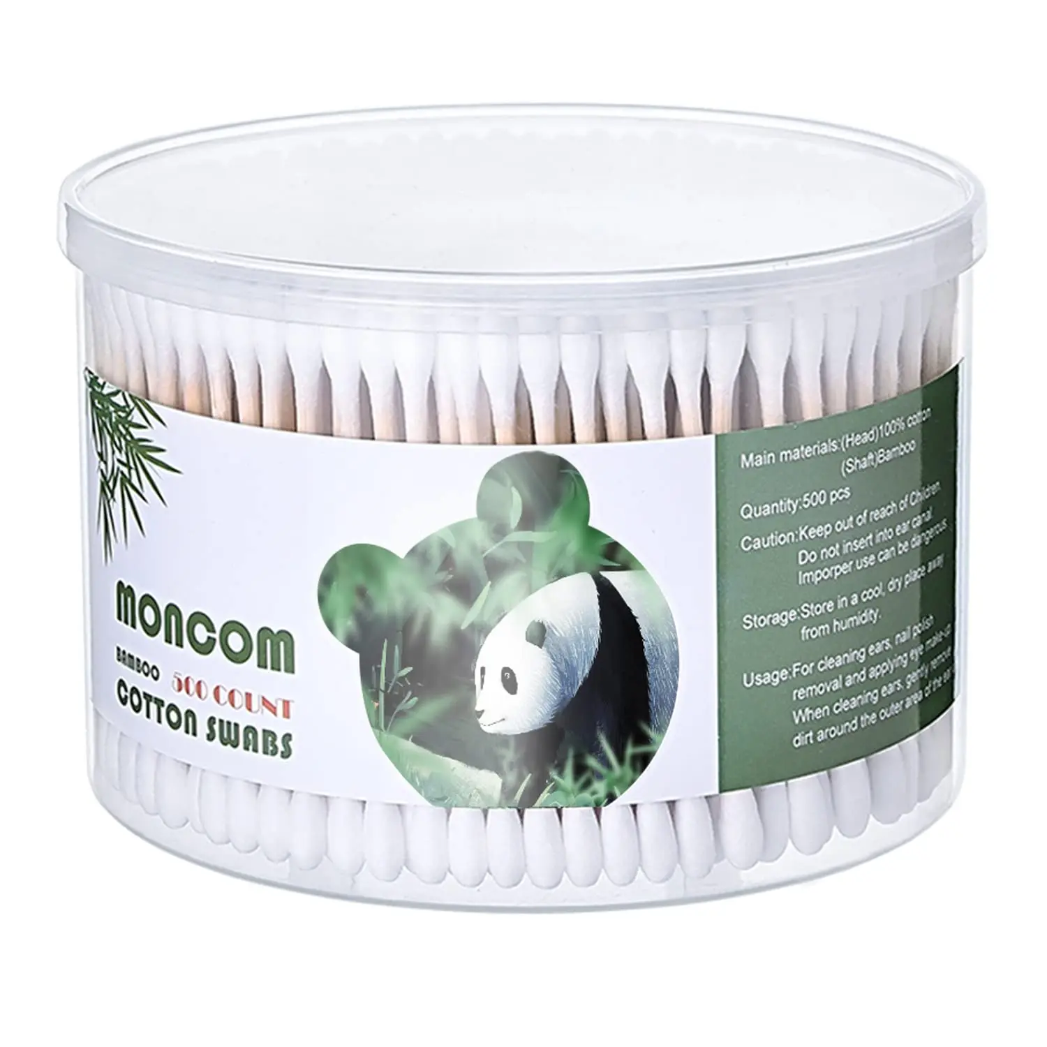 500 Biodegradable Cotton Swabs - Eco-Friendly Bamboo Sticks, Double Thick Tips for Ears & Makeup