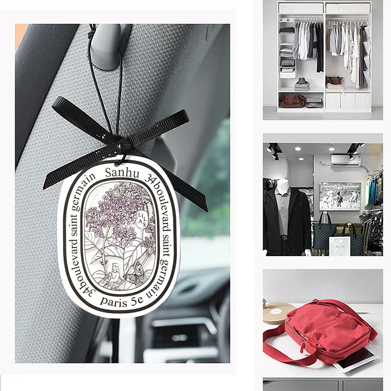 6/10 قطعة مرآة الرؤية الخلفية للسيارة الحلي كاميليا المعطرة ورقة بطاقات السيارات معلقة الديكور أقراص عطرة اكسسوارات الداخلية