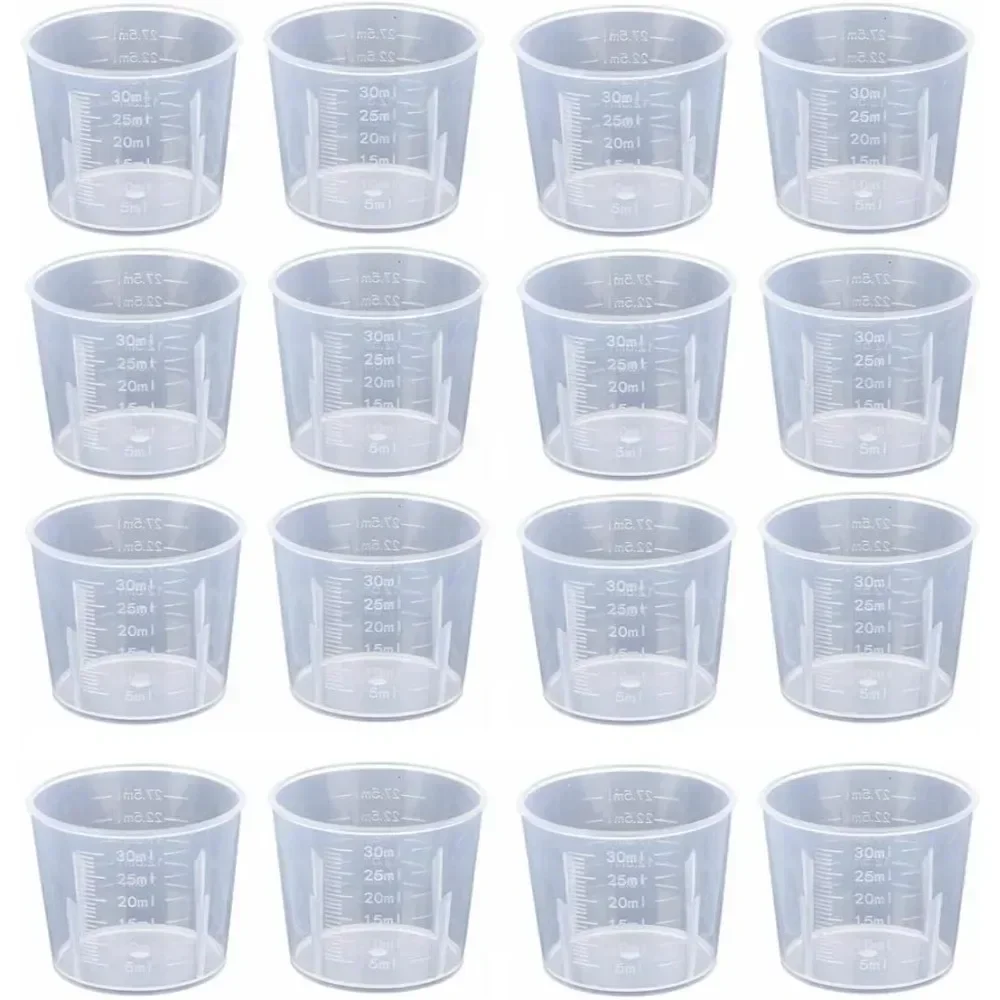 

Plastic Measuring Cup 10pcs 30ml Graduated Mixing Cup Liquid Container Epoxy Resin Silicone Making Tool Transparent Bed mold