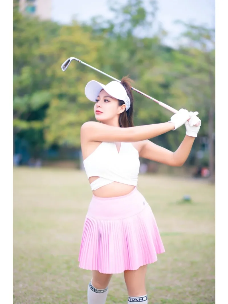 

Pleated Skirt Summer Solid Color Tennis Skirt Breathable Quick Drying Golf Skirt Fashion Sports Women Fitness High Wais Running