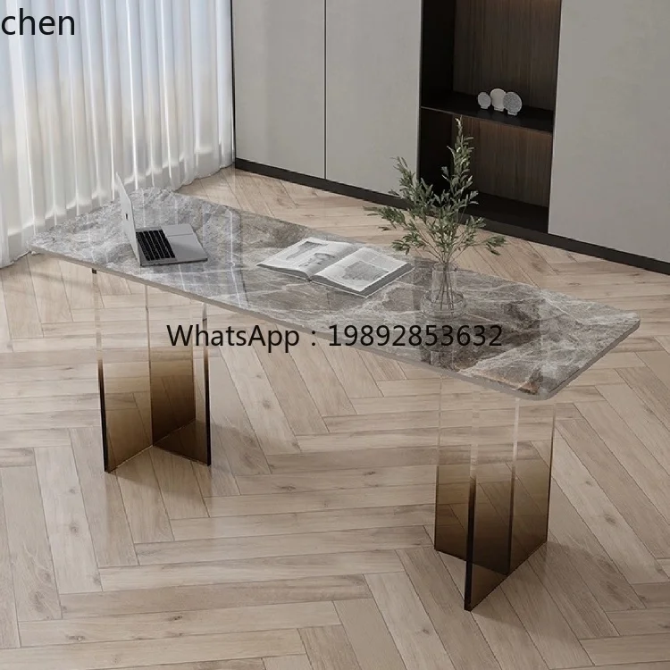 HT acrylic gradual change slate desk light luxury living  bedroom rectangular office study computer desk