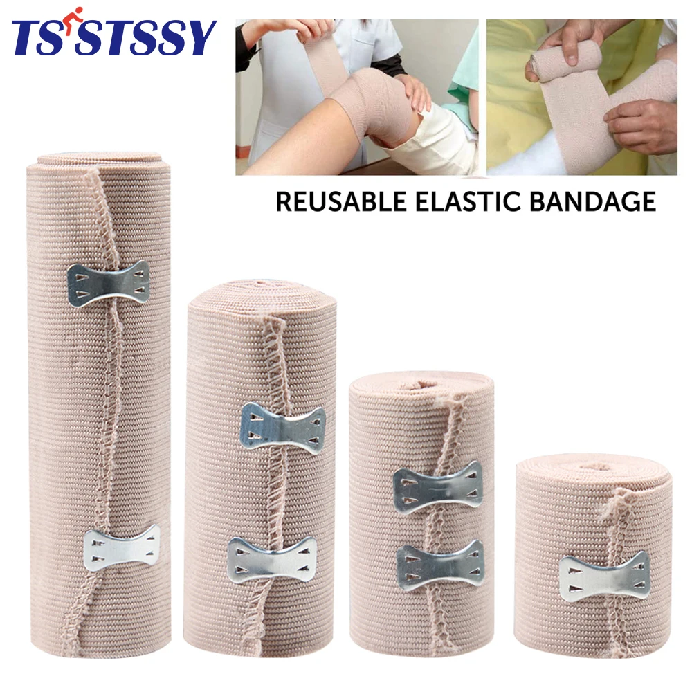 Elastic Bandage Wound Aid Tape Comfortable Elastic Bandage Wrap with Clip Closure for Foot, Ankle, Knee, Arm,Body Muscle Sprains