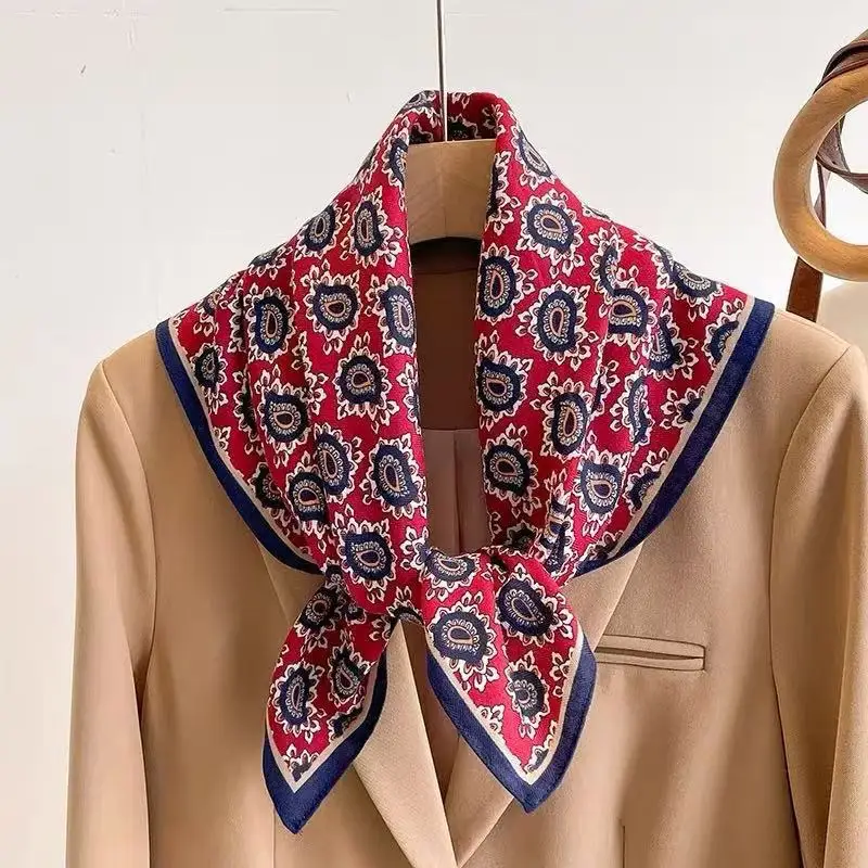 

Luxury Print Satin Silk Square Scarf for Women Kerchief Shawl Hijab Neckerchief Female Hair Ribbon Headband Fashion Wrap Bandana