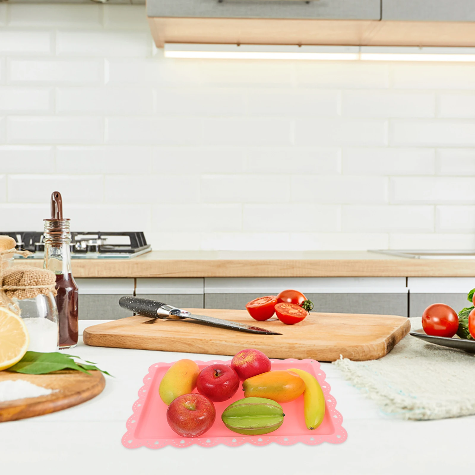 

8pcs Decorative Tray Large Serving Trays Food Display Plastic Fruit Snack Party Desert Platter Household Mousse Plates