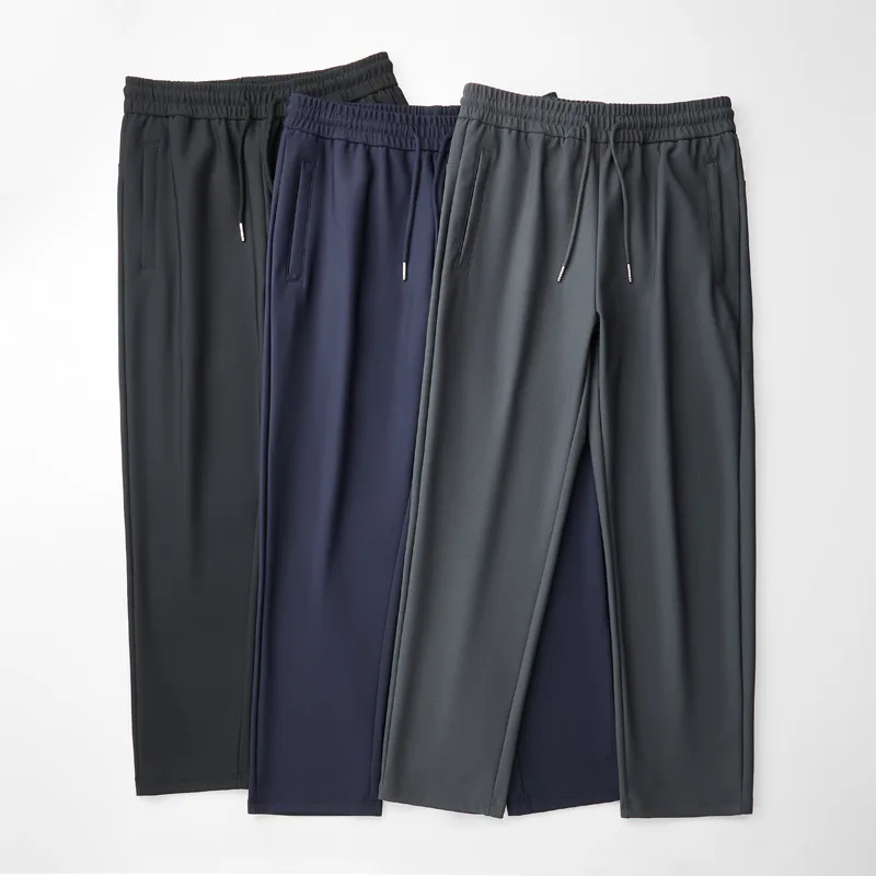 2025 جديد الخريف السراويل المستقيمة للرجال سراويل تقليدية عصرية ومتعددة الاستخدامات بنطلون الأعمال سستة جيب Sweatpants