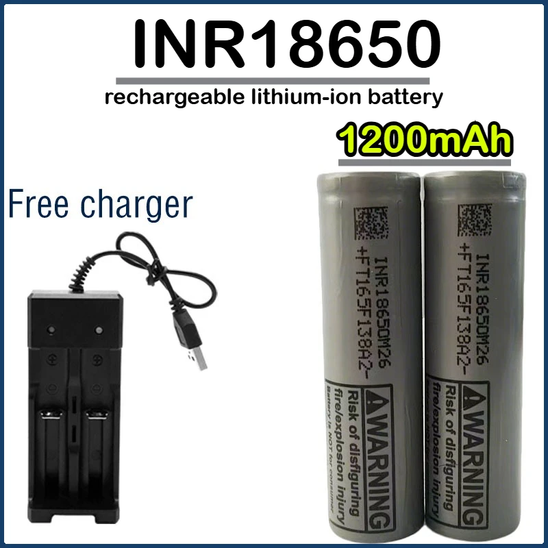 

INR18650 rechargeable lithium-ion battery 1200mAh 3.7V suitable for flashlights, electric toys, battery packs, free shipping