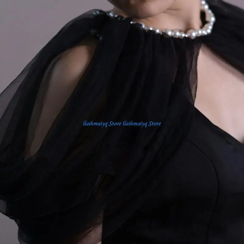 573B Romance Nylon Sheer Sleeveless Shoulder Cover Bride Shawl Wrap For Wedding Dress Photography Accessories