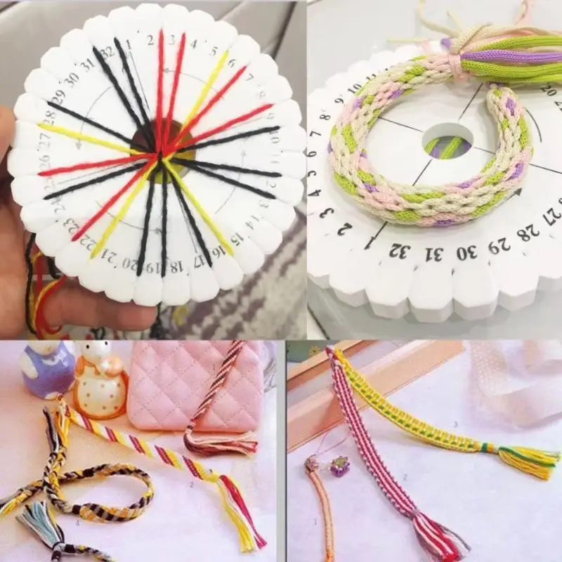 4 Stück Flecht-Scheiben, runde und quadratische Kumihimo-Perlen-Scheiben, Flecht-Platten, DIY-Armband-Webplatte – Detail 5
