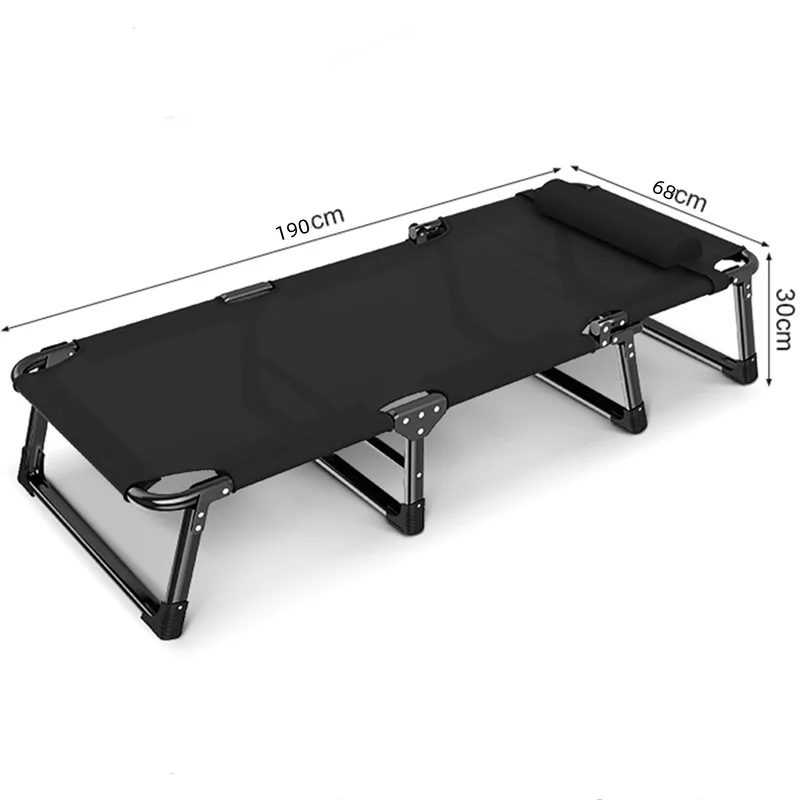 เตียงพับ Teslin สีดำ พกพาสะดวก สำหรับใช้กลางแจ้ง บ้าน ออฟฟิศ งีบหลับ โรงพยาบาล และการเดินทาง