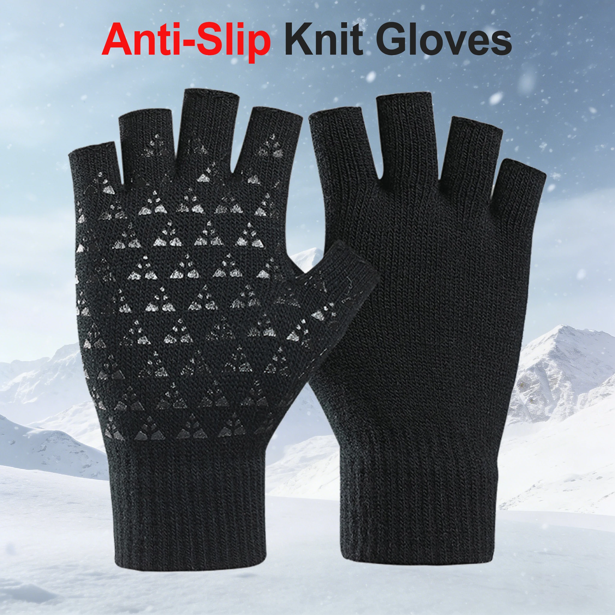 Winter Knit Warm Gloves Fingerless Cycling Unisex Walking Gloves Elastic Writing Student Typing Triangle Anti-Slip Soft Gloves