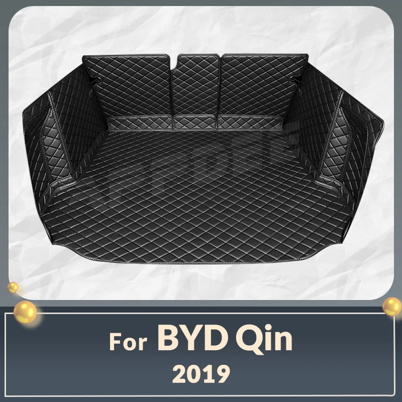 

Auto Full Coverage Trunk Mat For BYD Qin 2019 Anti-Dirty Leather Car Boot Cover Pad Cargo Liner Interior Protector Accessories