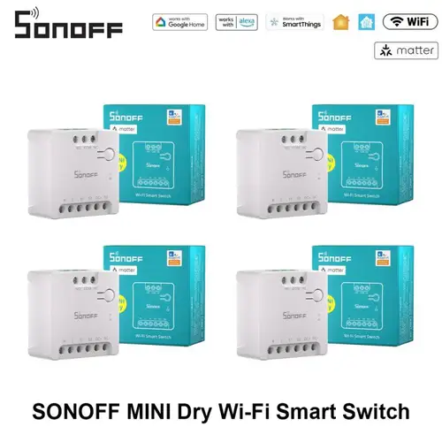 SONOFF MINI-D MINI interruptor inteligente Wi-Fi Matter relé de contacto seco inteligente DC motores de baja potencia para puertas de garaje calderas a través de Alexa