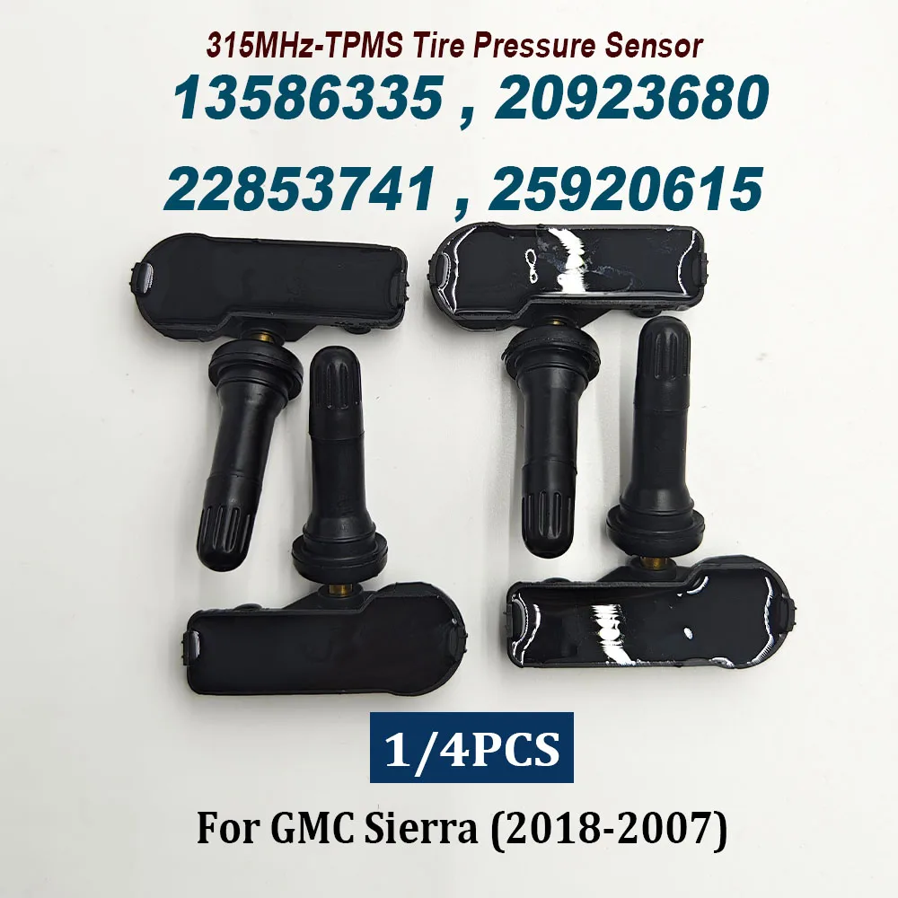 1/4 pz 13586335 315Mhz TPMS 20923680 22853741 25920615 sensore di monitoraggio della pressione dei pneumatici programmato per GMC Acadia (2012-2009)