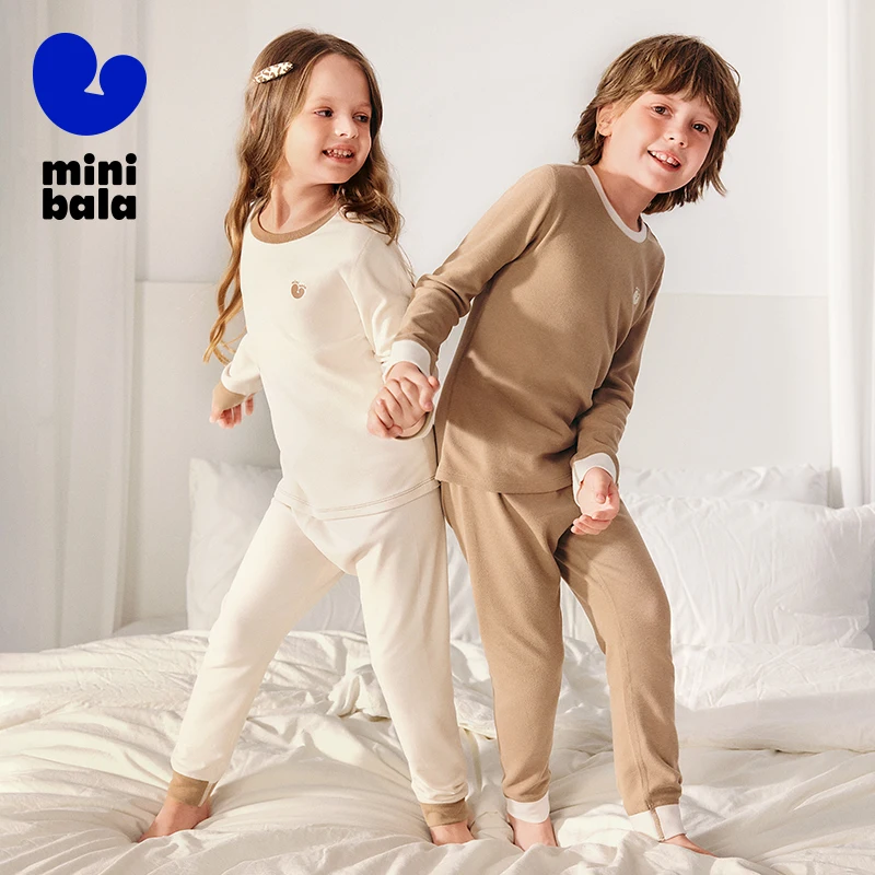 

Mini Bala Kids Underwear Set Far Infrared Thermal Antibacterial Pajamas for Boys and Girls