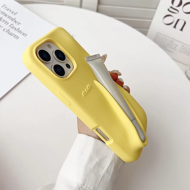 حافظة هاتف صيفية محدودة لهاتف آيفون 17 16 15 14 13 12 11 Pro Max Plus 16E حامل ملمع شفاه هوائي من السيليكون غير اللامع مع صندوق