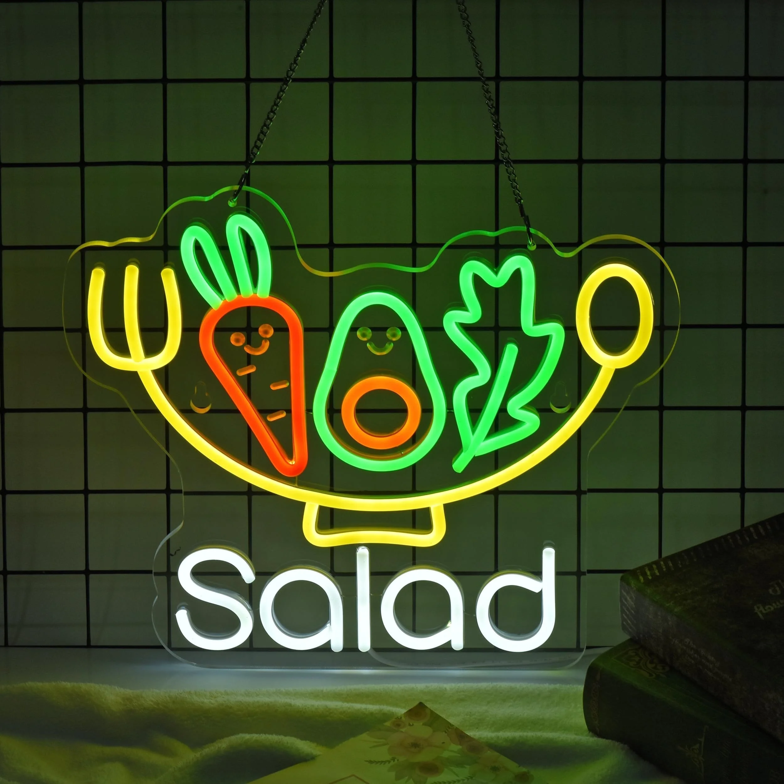 

Salad Neon Sign LED Light for Wall Decoration-Perfect for Home Kitchen, Business Restaurant, Vegetable Store, Fresh Produce
