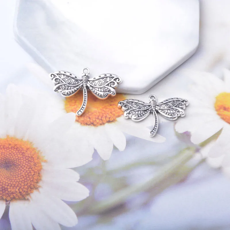 10 Stück/Set Legierungs-Schmetterlingsanhänger Schmuckzubehör Boho Libellen-Anhänger DIY Damen-Ohrringe Herstellung – Detail 10