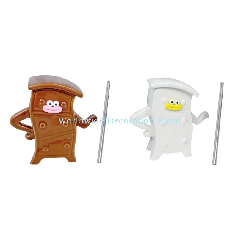 

Q39B Cartoon Milk Teas Cups with Handle Ceramic Coffee Mug Lovely Cabinet Coffee Cups Birthday Gift for Women and Men