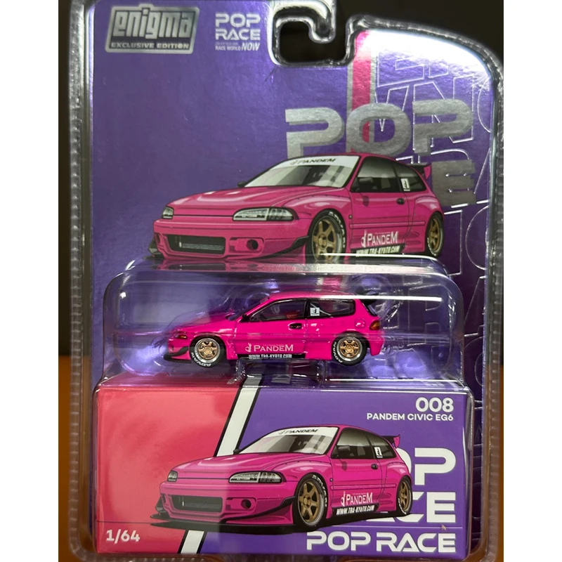 

POP RACE 1:64 Pandem CIVIC EG6 MK5 розовая блистерная карта литая под давлением диорама модель автомобиля игрушка