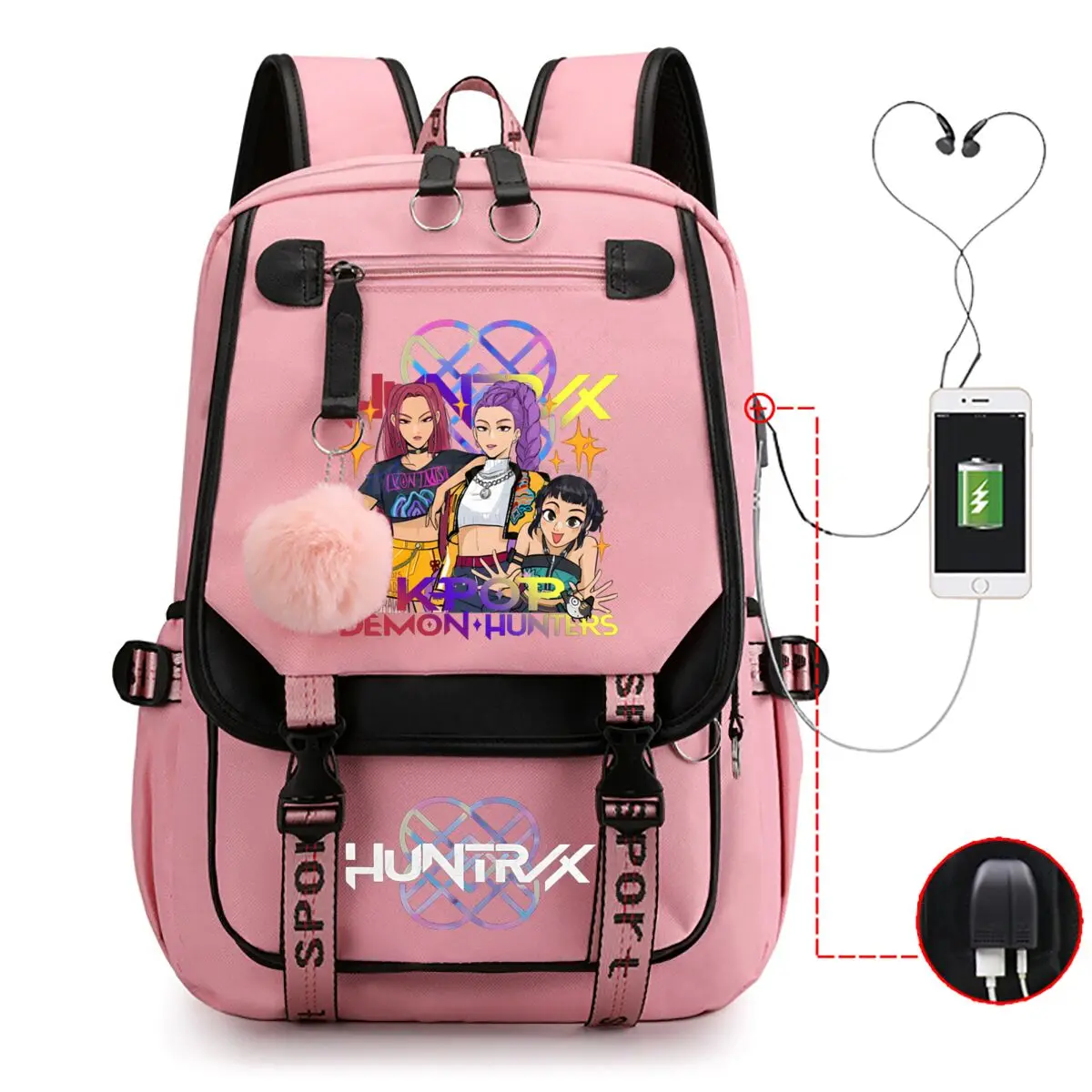 Mochilas escolares KPop Demon Hunters para niñas, mochila para ordenador portátil de alta calidad, regalo con carga USB para Fans, mochila de moda, bolso universitario