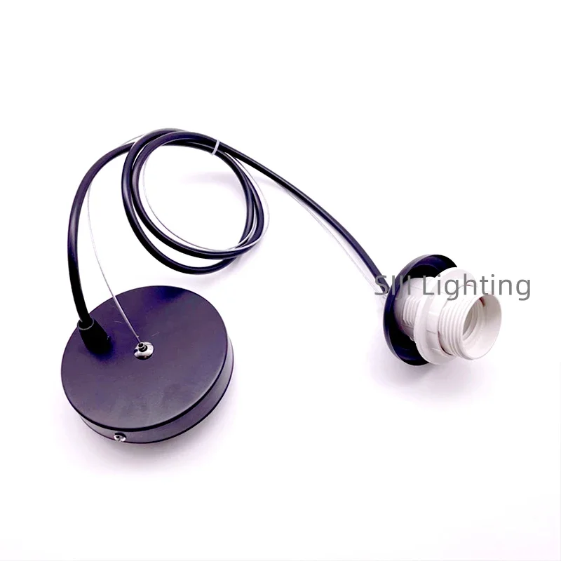 E27 Ceiling Canopy Cable wire Iron Lamp Base Ceiling Rose Chandelier Steel Wire Plastic Lamp Socket Lampshade LED Pendant Light