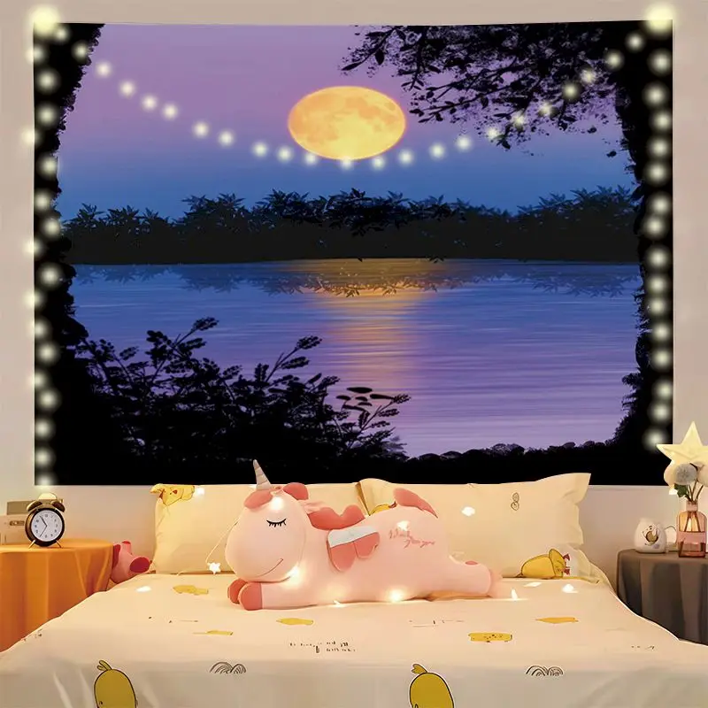 VIKAMA Healing Scenery View Tapestry Wall Hanging, 6 Designs, Wall Decor for Bedroom Living Room Dorm