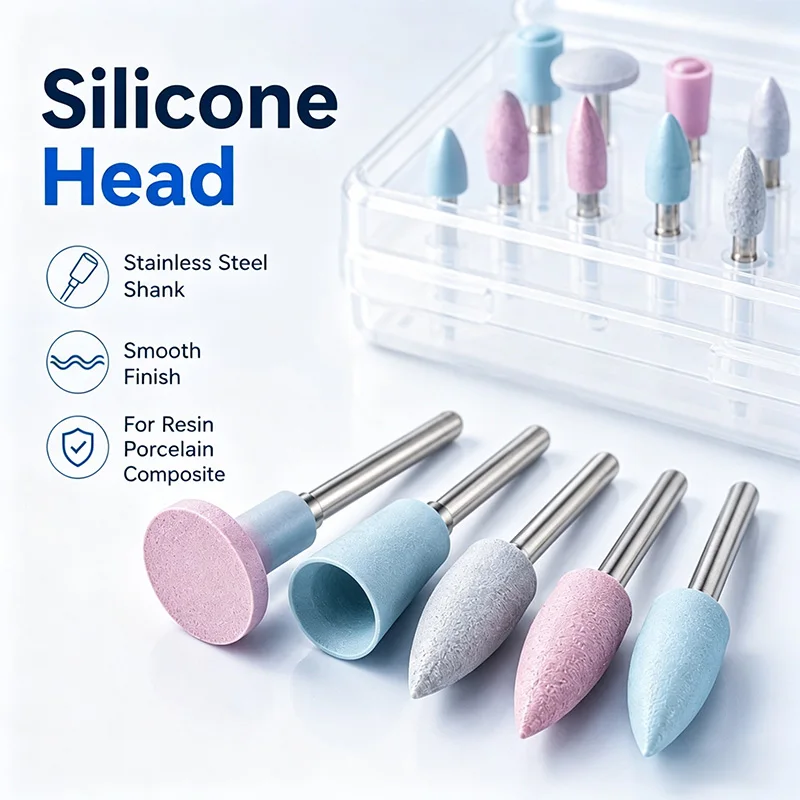 Silicone Polishing Burs Dental Lab Grinding Bits For Resin Porcelain Composite Low Speed Handpiece Laboratory Tool Set Pack Use