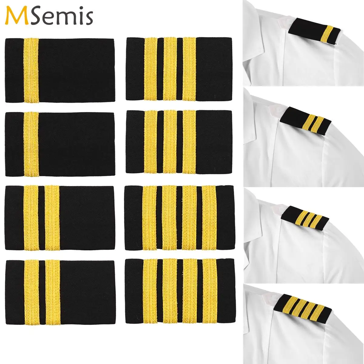 

Pilot Captain Bar Epaulets Uniform Professional Pilot Shirt Uniform Epaulets Gold Stripe Shoulder Badges DIY Craft Clothes Decor