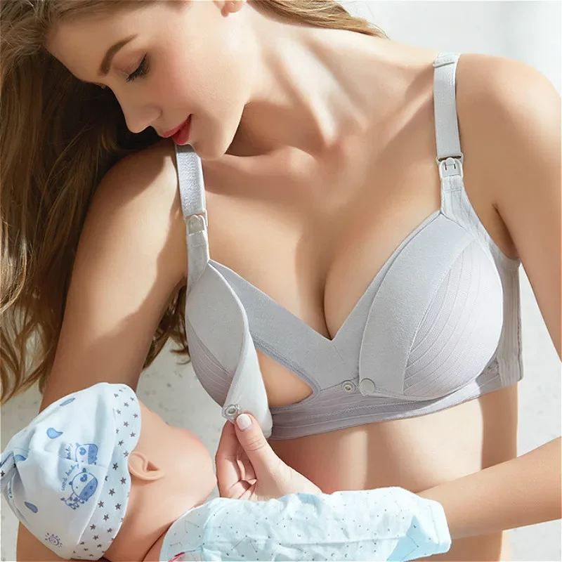 Sujetador bralette de lactancia materna sin aros para mujer, sostén de maternidad de algodón, ropa interior para dar el pecho, prendas de embarazo para amamantar, lencería para alimentar a bebé